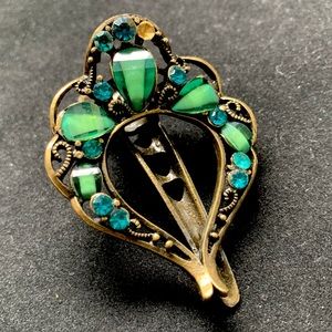 Vintage Hair Clip with Turquoise Rhinstones